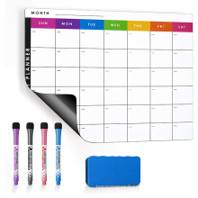 Taille personnalisée Super Strong Maignets Effacer le calendrier mensuel pour le réfrigérateur autocollant blanc auto-adhésif